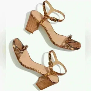 NEW! Madewell The Hollie Ankle-Strap Sandal in Snake Embossed Leather